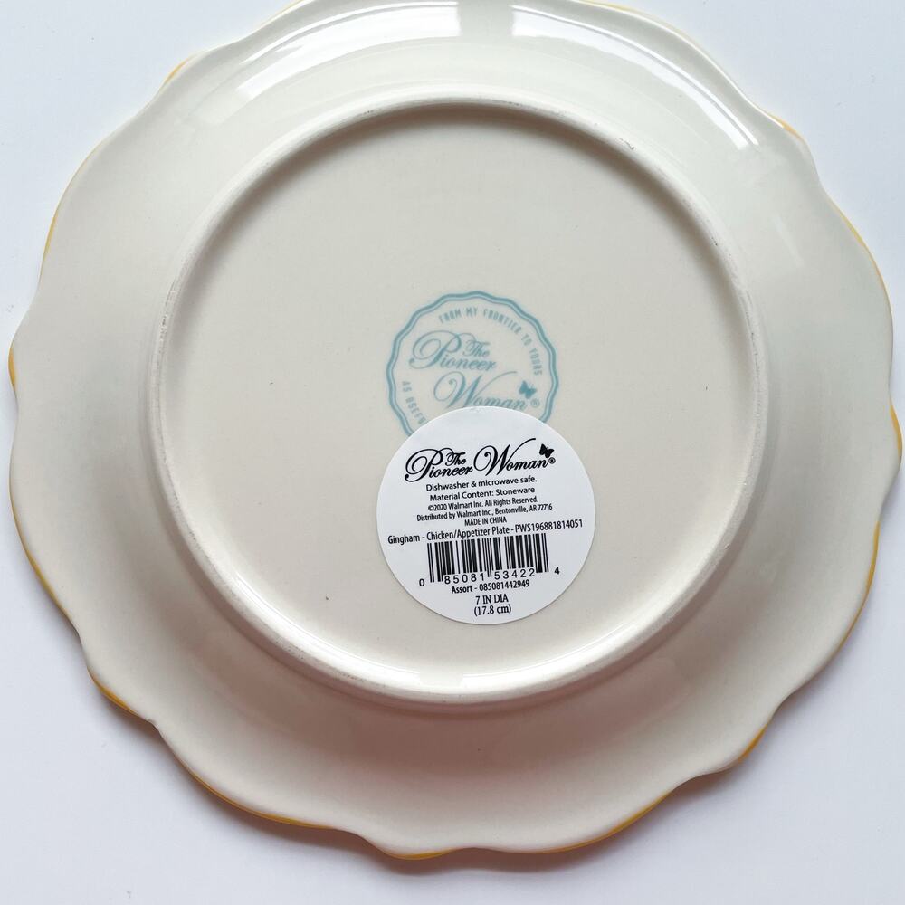 The Pioneer Woman Yellow Gingham with Chicken Appetizer Plate 7" - Picture 2 of 4